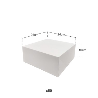 Caixa De Bolo Cartão Branco 24x24x10cm Pack 50