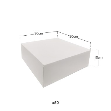 Caixa De Bolo Cartão Branco 30x30x10cm Pack 50