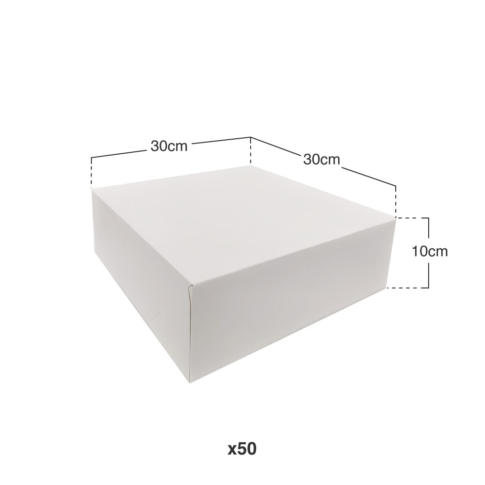 Caixa De Bolo Cartão Branco 30x30x10cm Pack 50