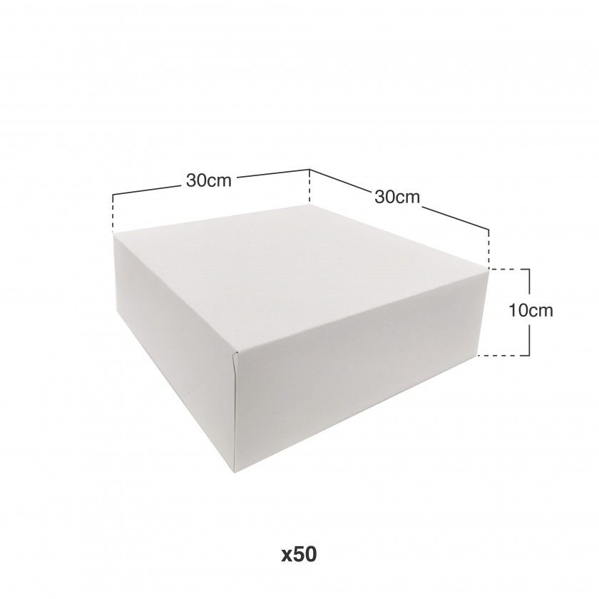 Caixa De Bolo Cartão Branco 30x30x10cm Pack 50 Caixa De Bolo Cartão Branco 30x30x10cm Pack 50