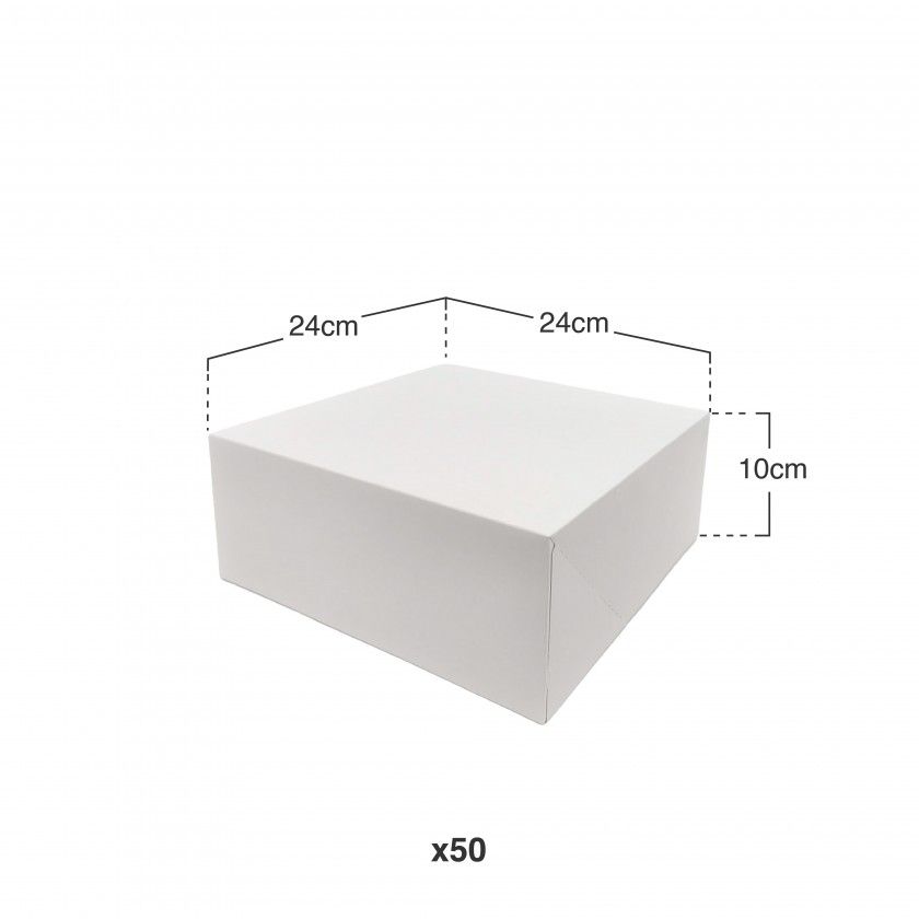 Caixa De Bolo Cartão Branco 24x24x10cm Pack 50 Caixa De Bolo Cartão Branco 24x24x10cm Pack 50