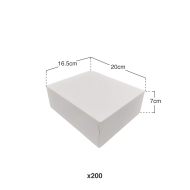 Caixa De Bolo Cartão Branco 20x16.5x7cm Pack 200