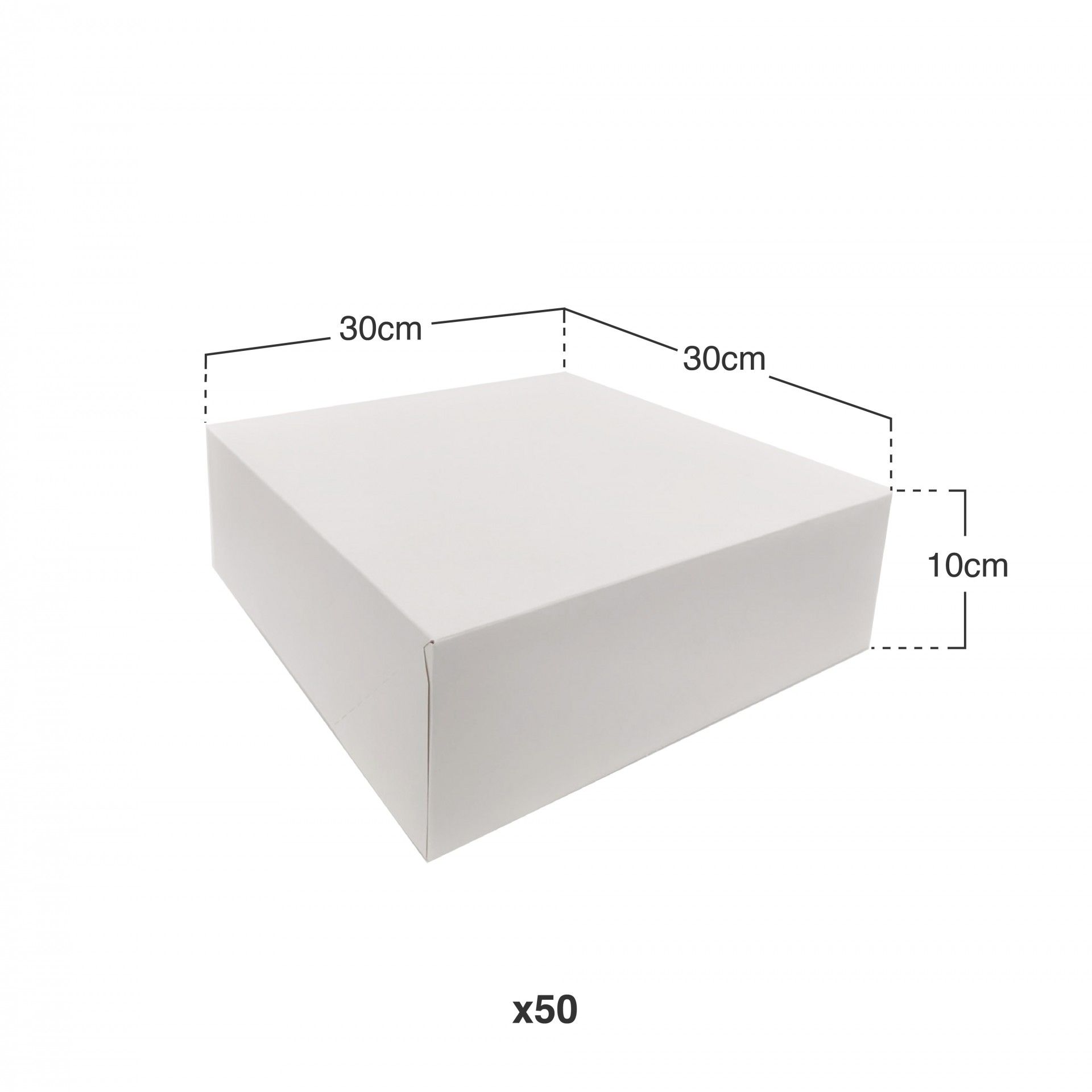 Caixa De Bolo Cartão Branco 30x30x10cm Pack 50