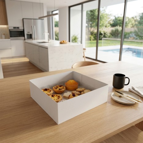 Caixa De Bolo Cartão Branco 30x30x10cm Pack 50 - Image product