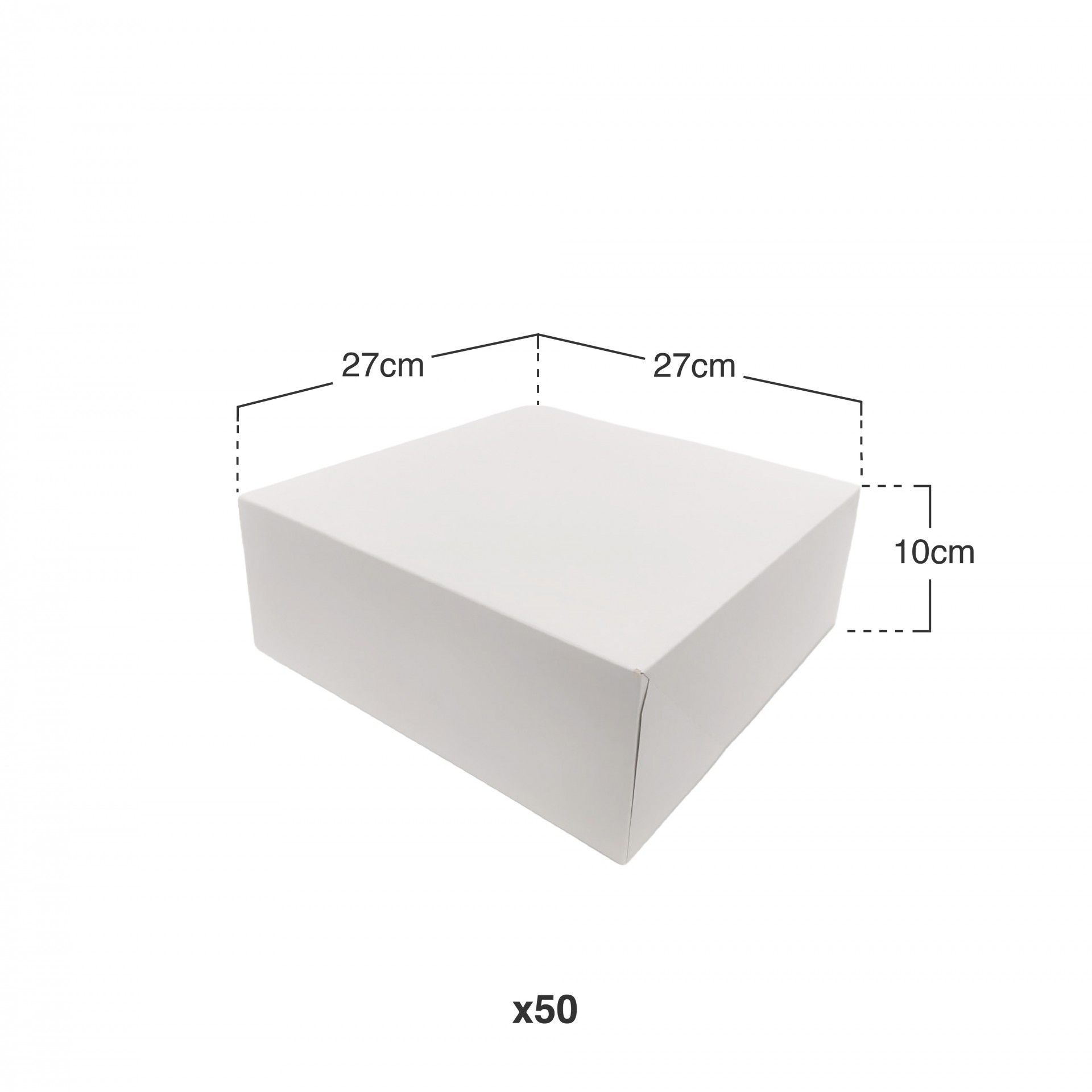 Caixa De Bolo Cartão Branco 27x27x10cm Pack 50