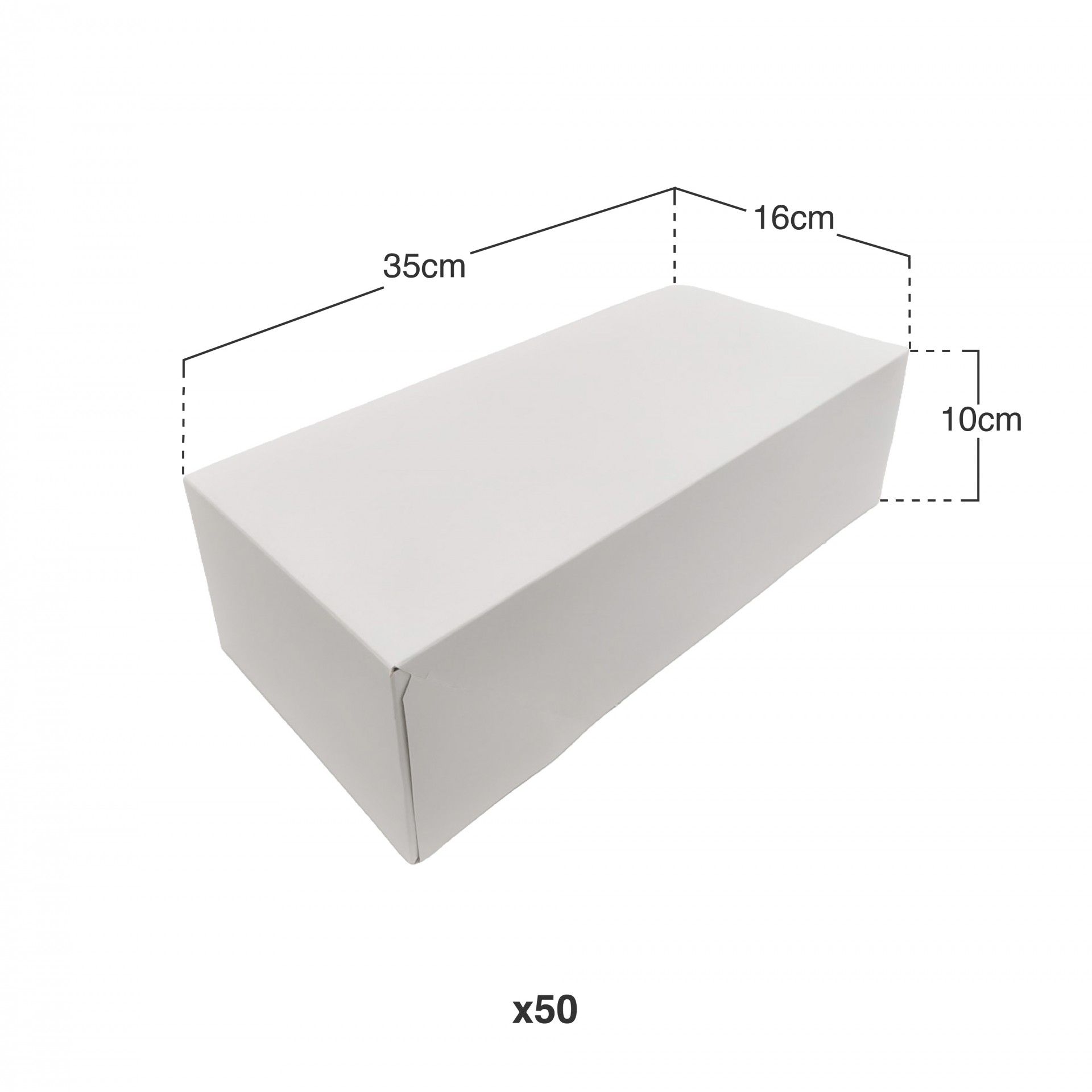 Caixa De Bolo Cartão Branco 35x16x10cm Pack 50