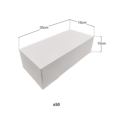 Caixa De Bolo Cartão Branco 35x16x10cm Pack 50