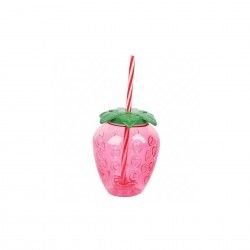 Copo Pl�stico Morango Com Palhinha 500ml