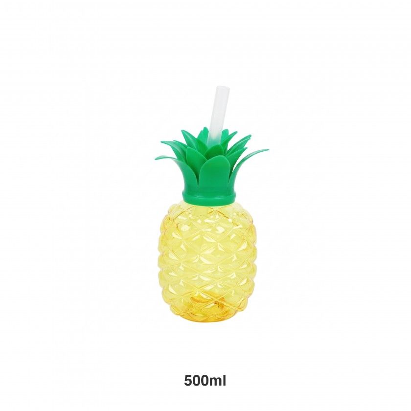 Copo Pl�stico Anan�s Com Palhinha 500ml