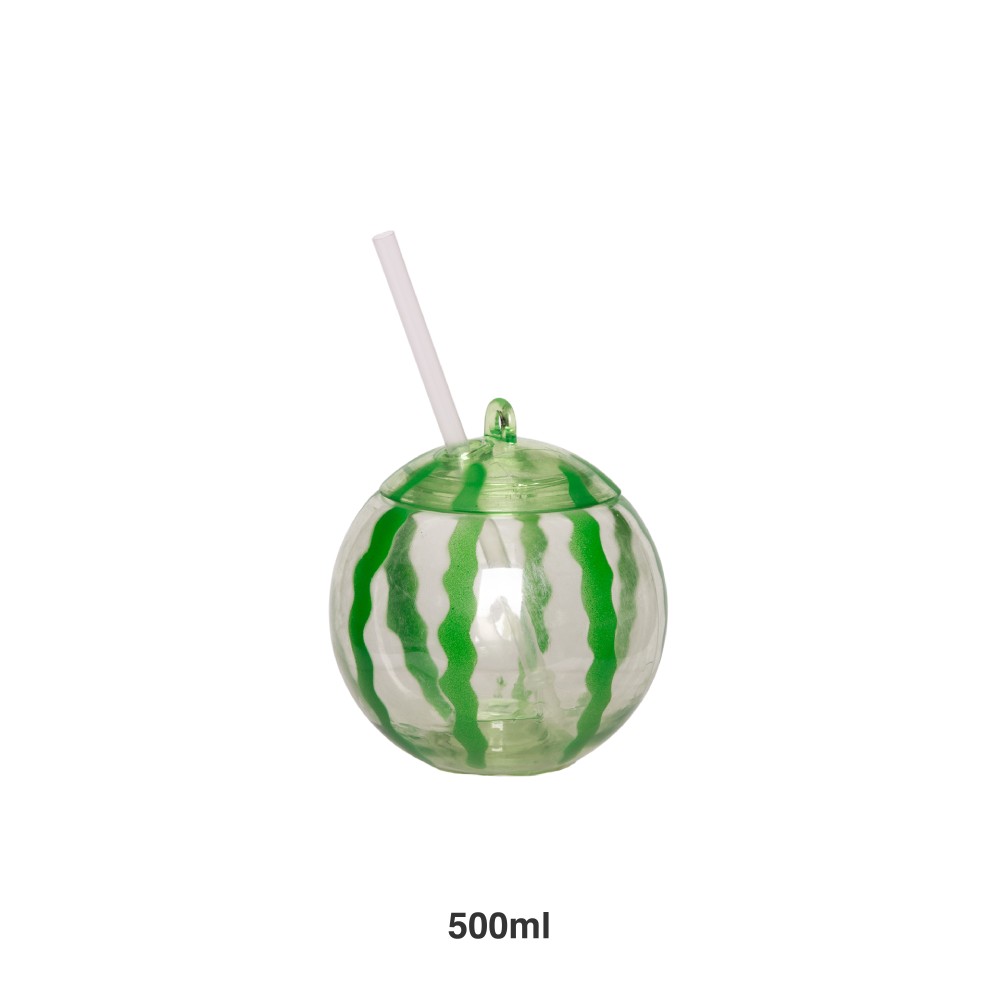 Copo Plástico Melãncia Com Palhinha 500ml