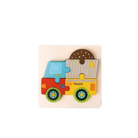 Puzzle Ve�culos Madeira 4Unid 15X15cm - Image product