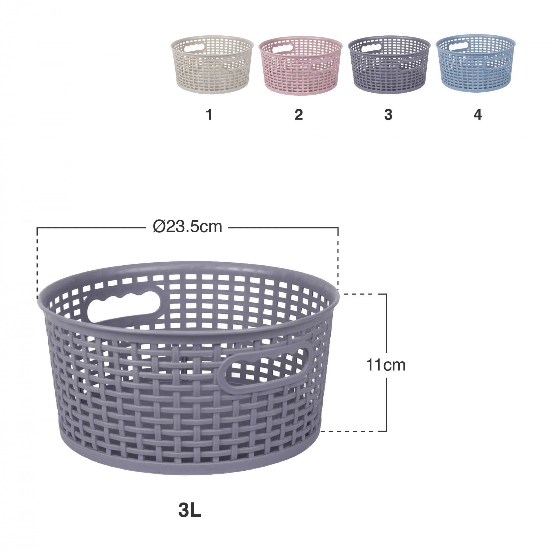 Cesta Redonda Plástico 3L 23.5X23.5X11cm