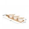Bandeja Bambu + 3 Taças Ceramica Branca Com Colher Bandeja Bambu + 3 Taças Ceramica Branca Com Colher