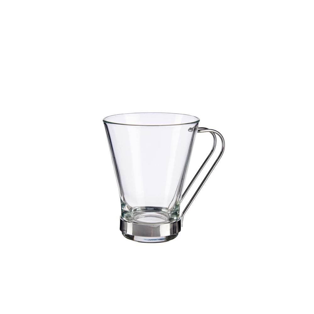 Chávena Vidro Asa Metal 200ml Pack 6
