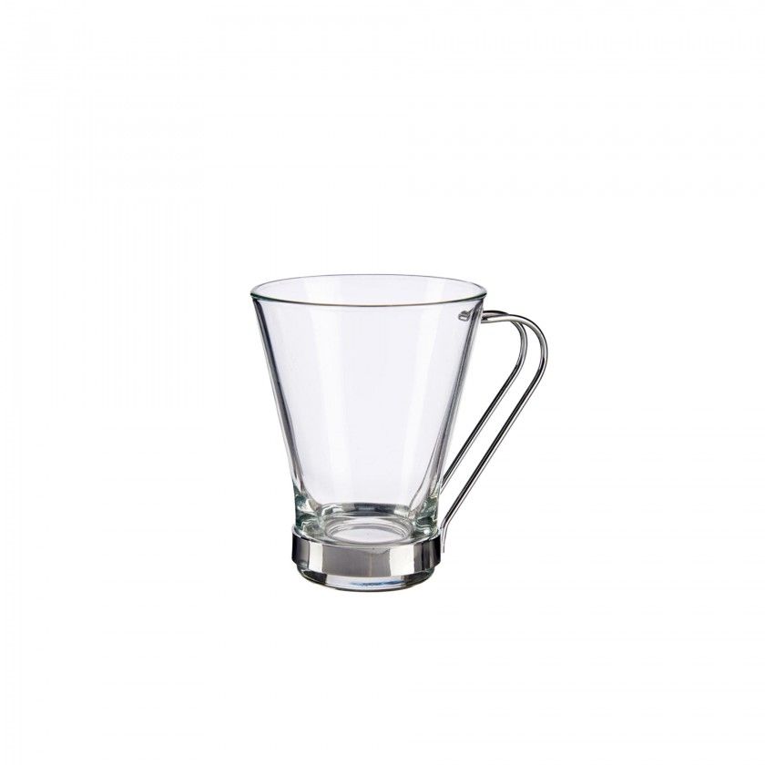 Ch�vena Vidro Asa Metal 200ml Pack 6