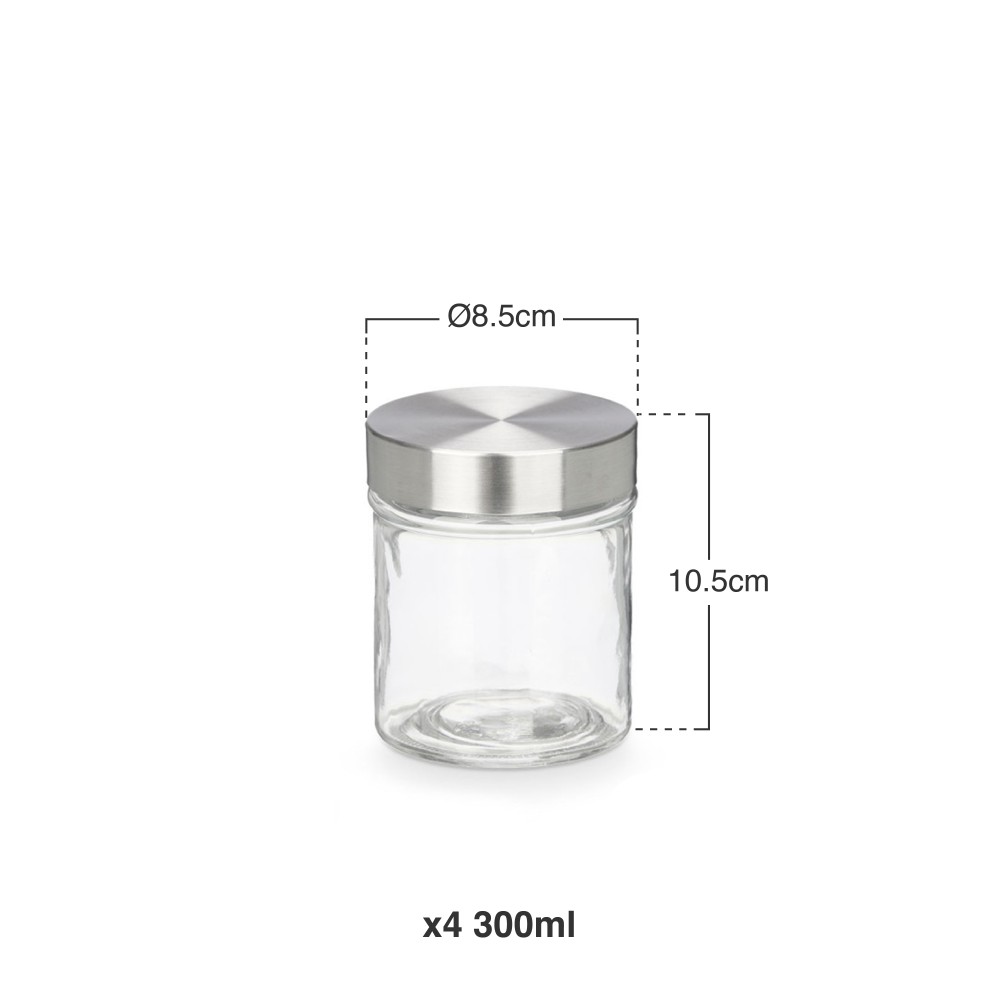 Frasco Redondo Com Tampa A�o 300ml Pack 4