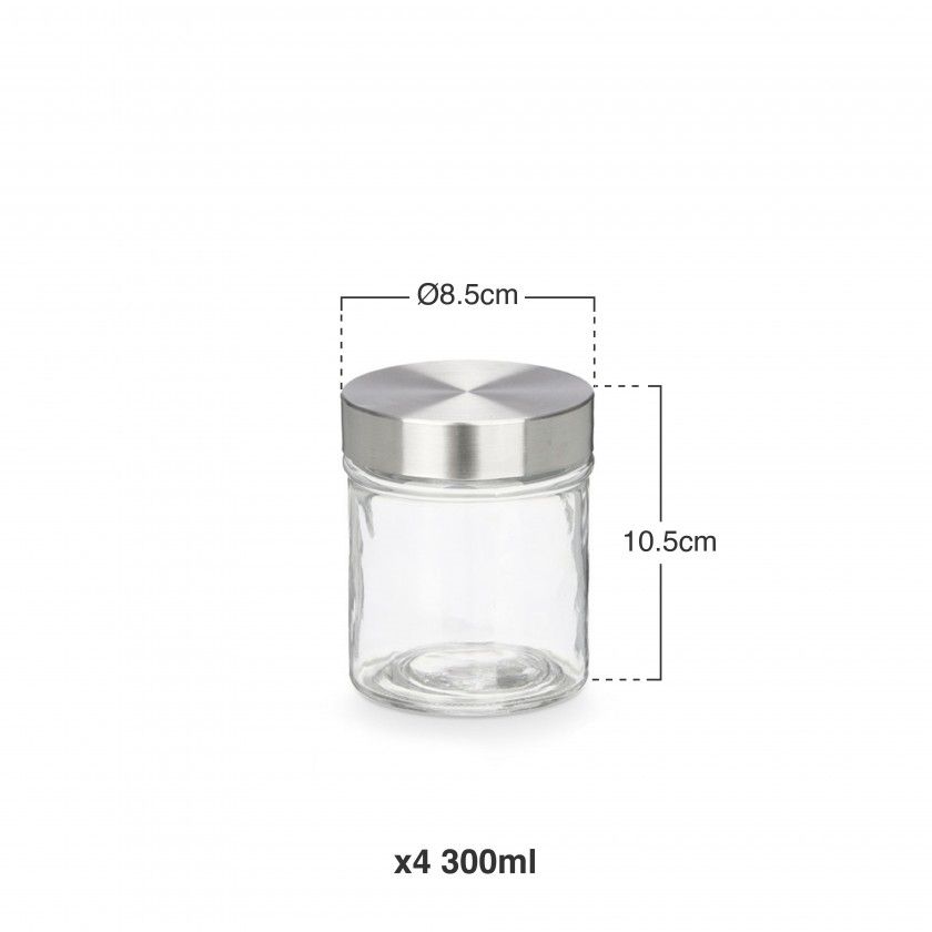 Frasco Redondo Com Tampa A�o 300ml Pack 4