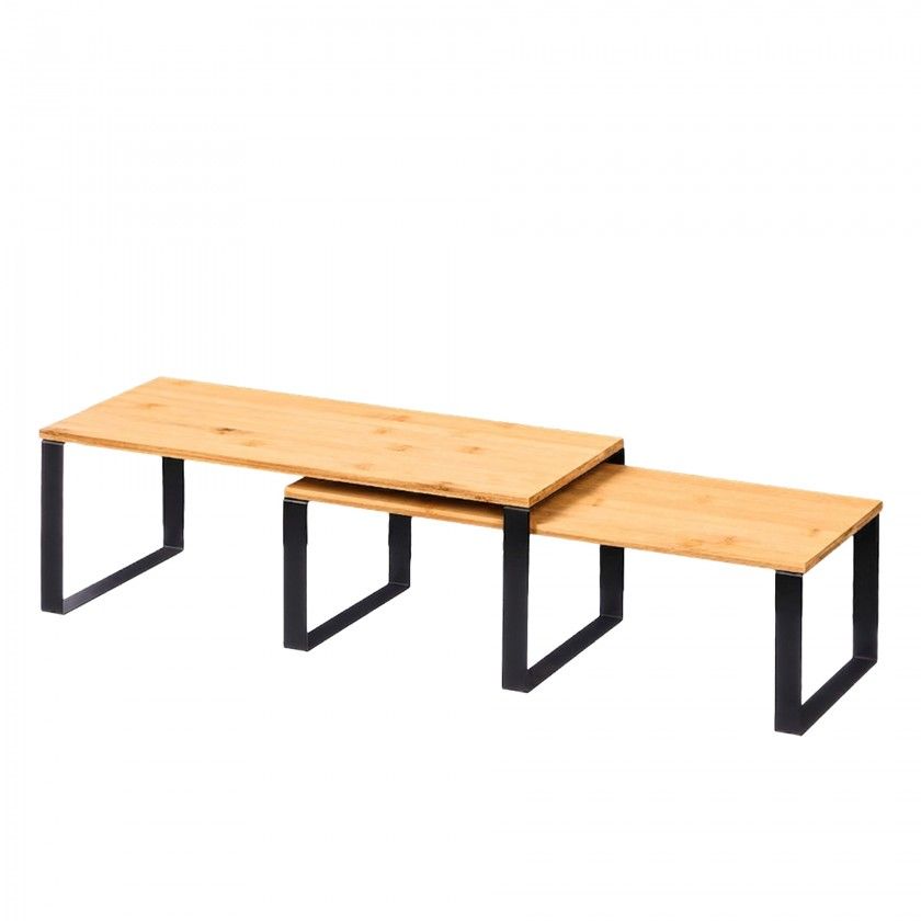 Prateleira Bambu Com Pernas 40X19cm Pack 2 Prateleira Bambu Com Pernas 40X19cm Pack 2