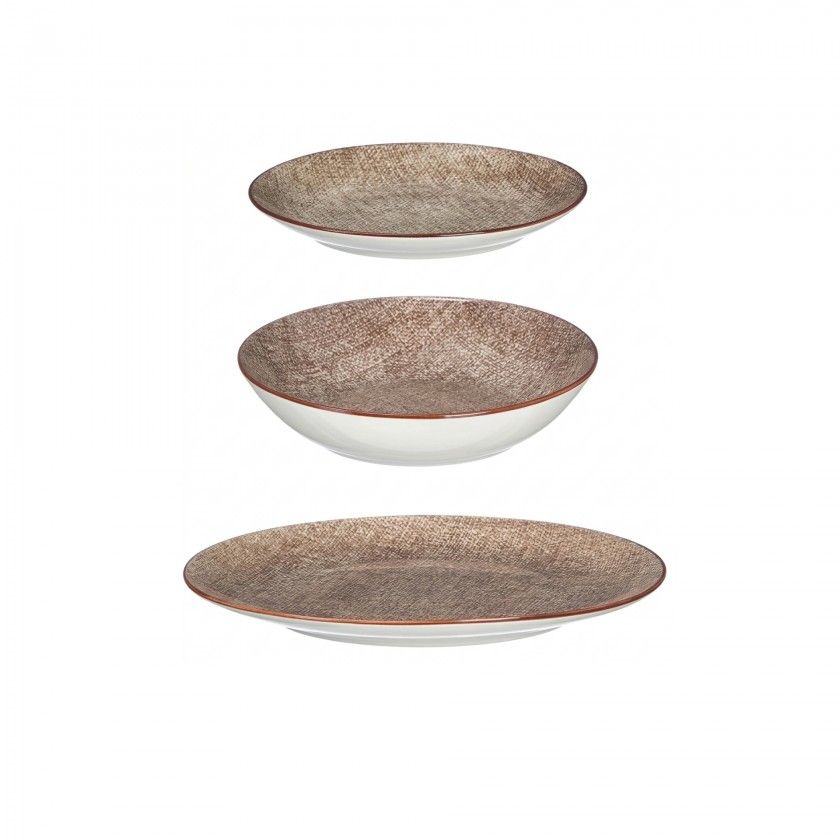 Serviço Porcelana Vessia Castanho 12 Peças Serviço Porcelana Vessia Castanho 12 Peças