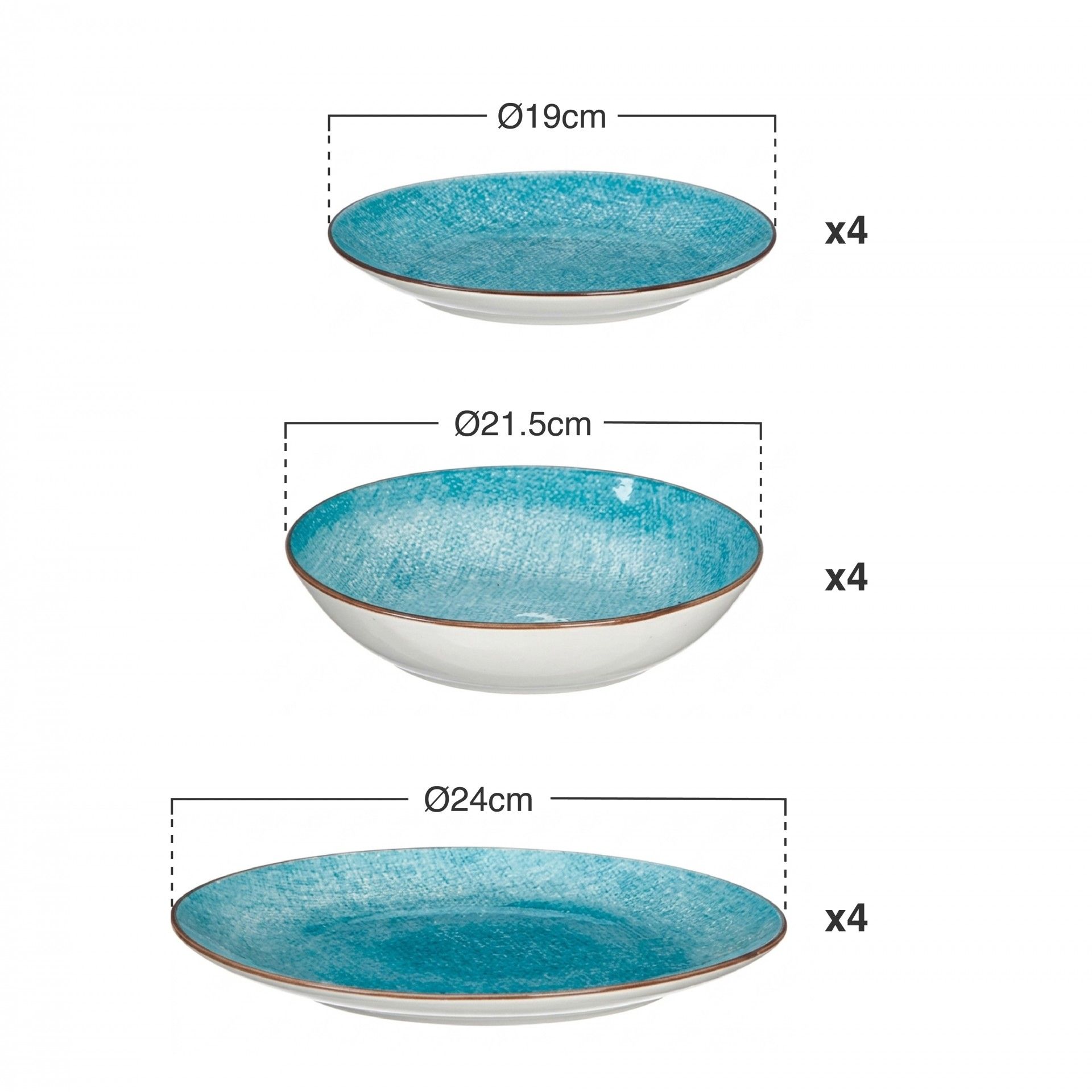 Serviço Porcelana Vessia Azul 12 Peças