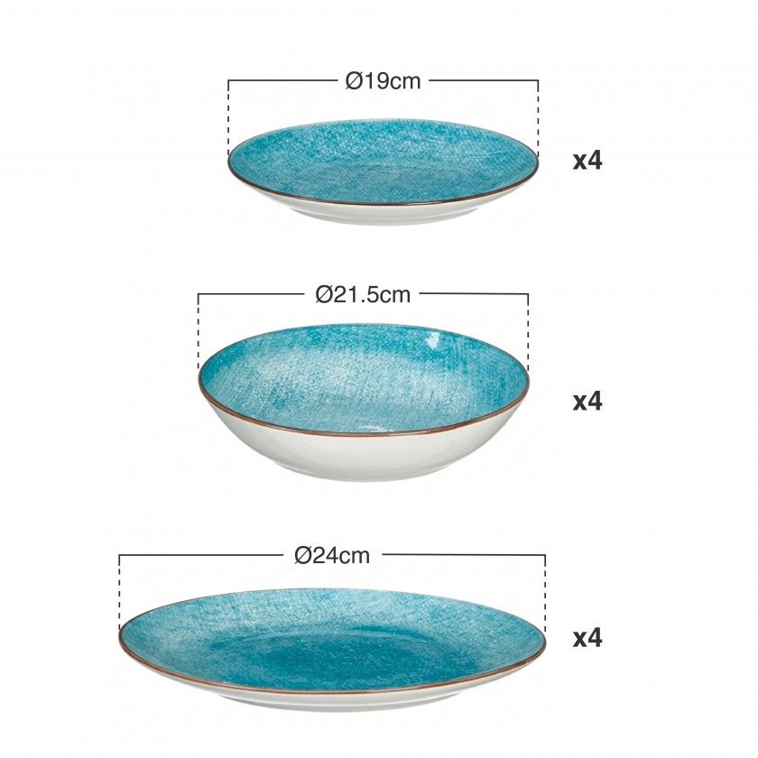 Serviço Porcelana Vessia Azul 12 Peças Serviço Porcelana Vessia Azul 12 Peças