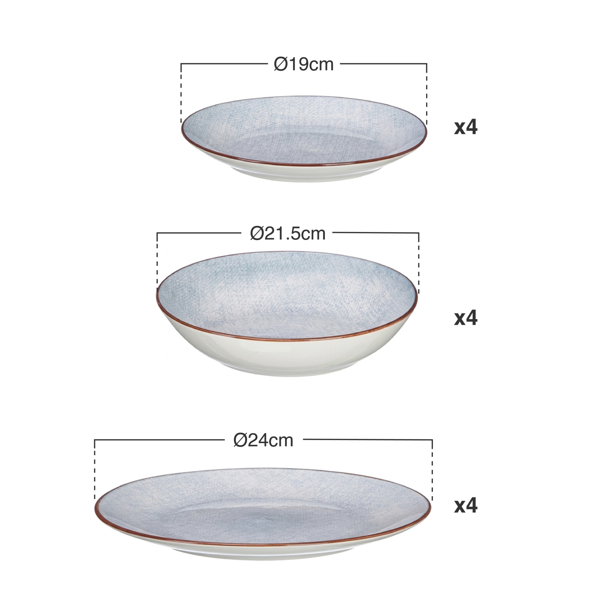 Serviço Porcelana Vessia Cinza 12 Peças