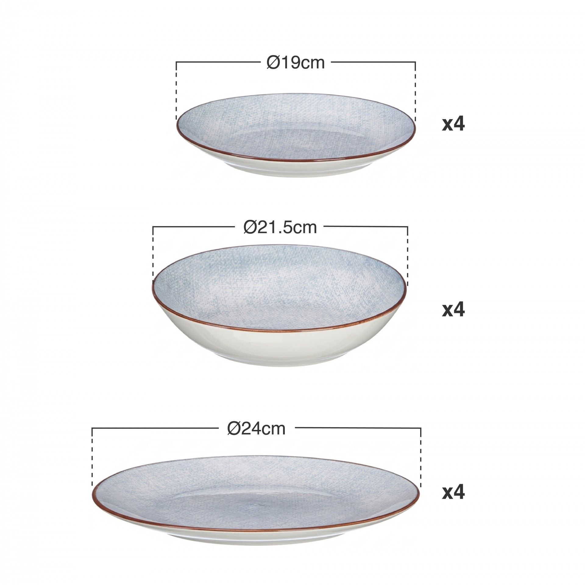 Serviço Porcelana Vessia Cinza 12 Peças