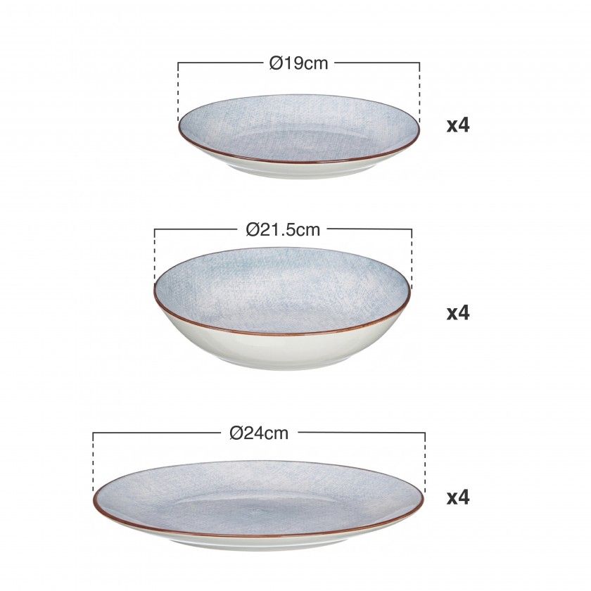 Serviço Porcelana Vessia Cinza 12 Peças Serviço Porcelana Vessia Cinza 12 Peças