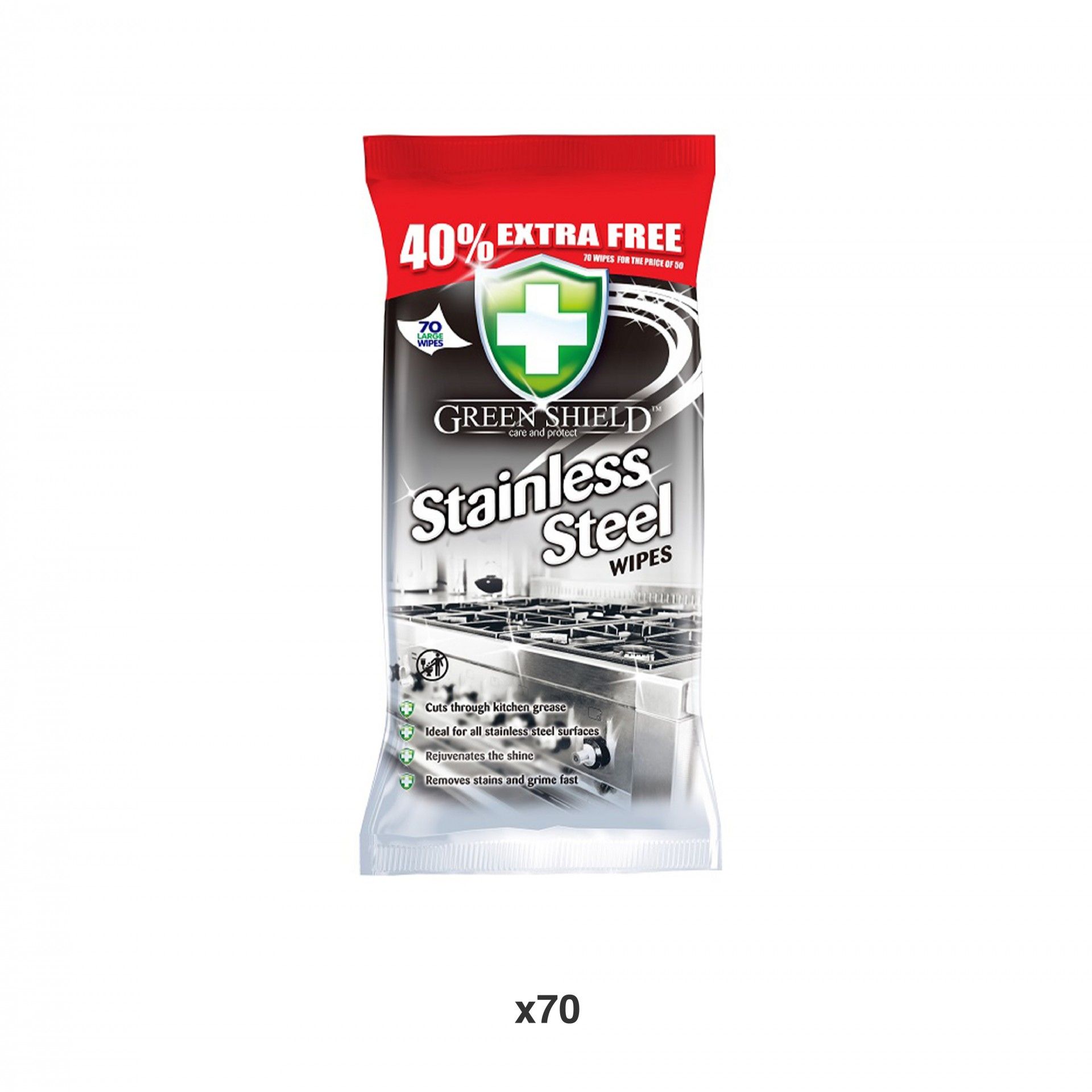Toalhitas Inox Greenshield Pack 70