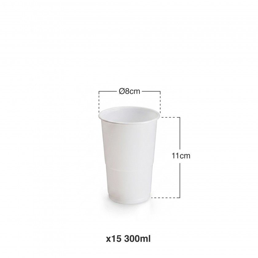 Copo Plástico Branco 300ml Pack 15 Copo Plástico Branco 300ml Pack 15