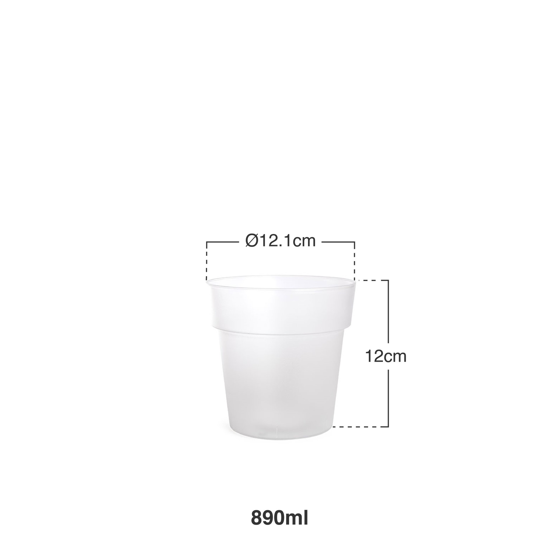 Vaso Plástico Luxe 890Ml Ø12.1X12cm