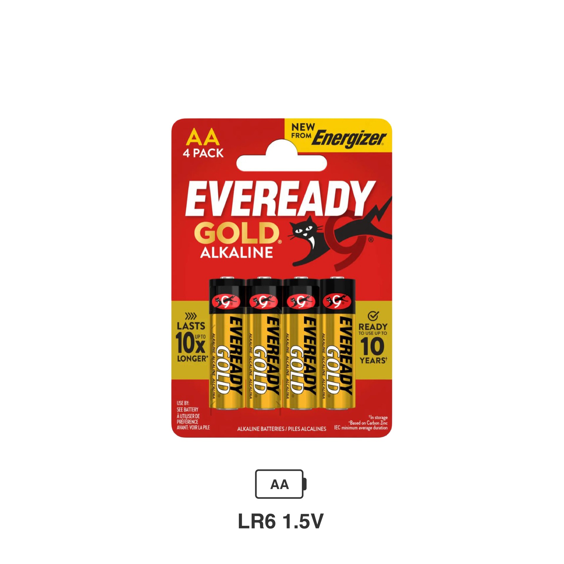 Energizer Eveready Gold Pilha LR6 AA Pack 4
