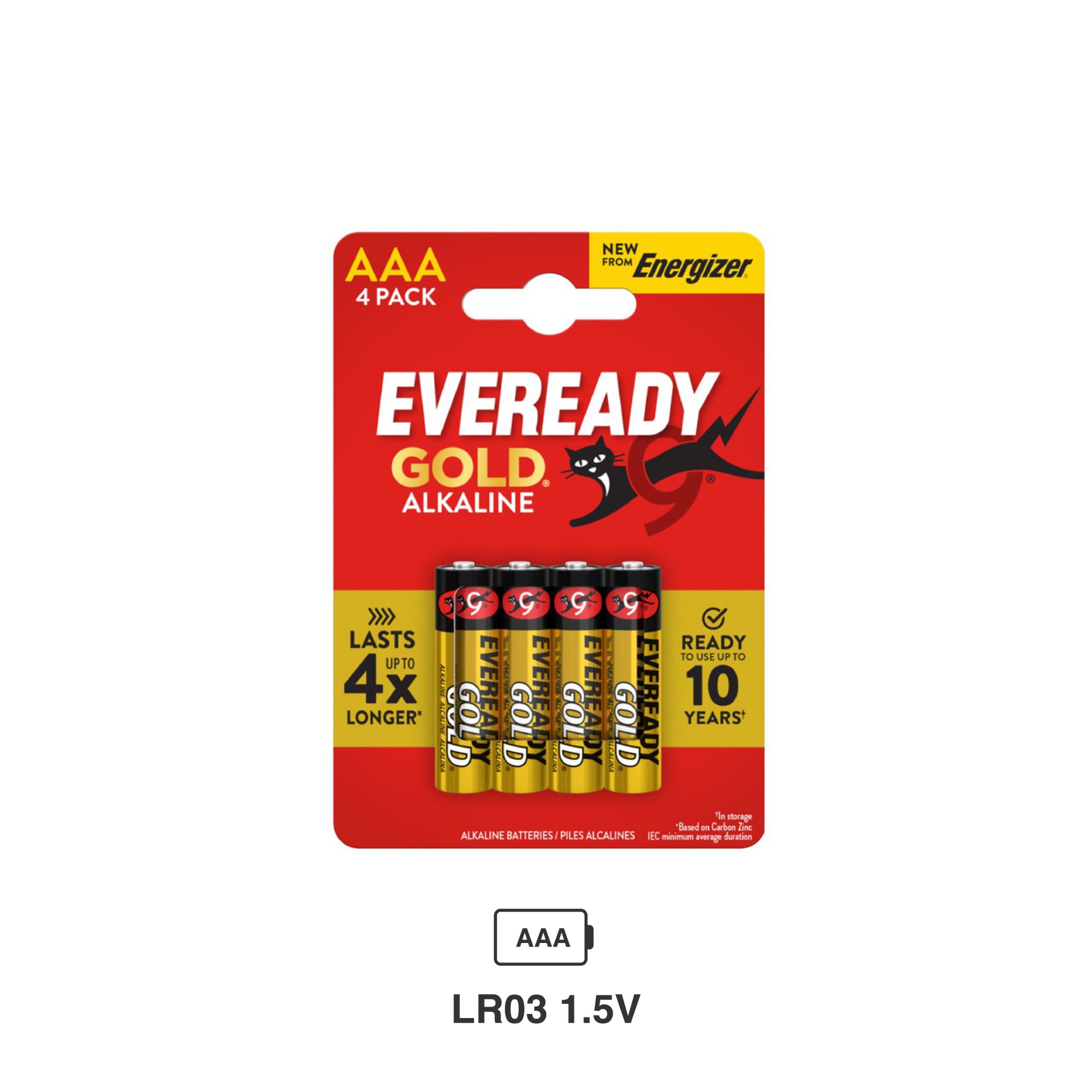 Energizer Eveready Gold Pilha LR03 AAA Pack 4