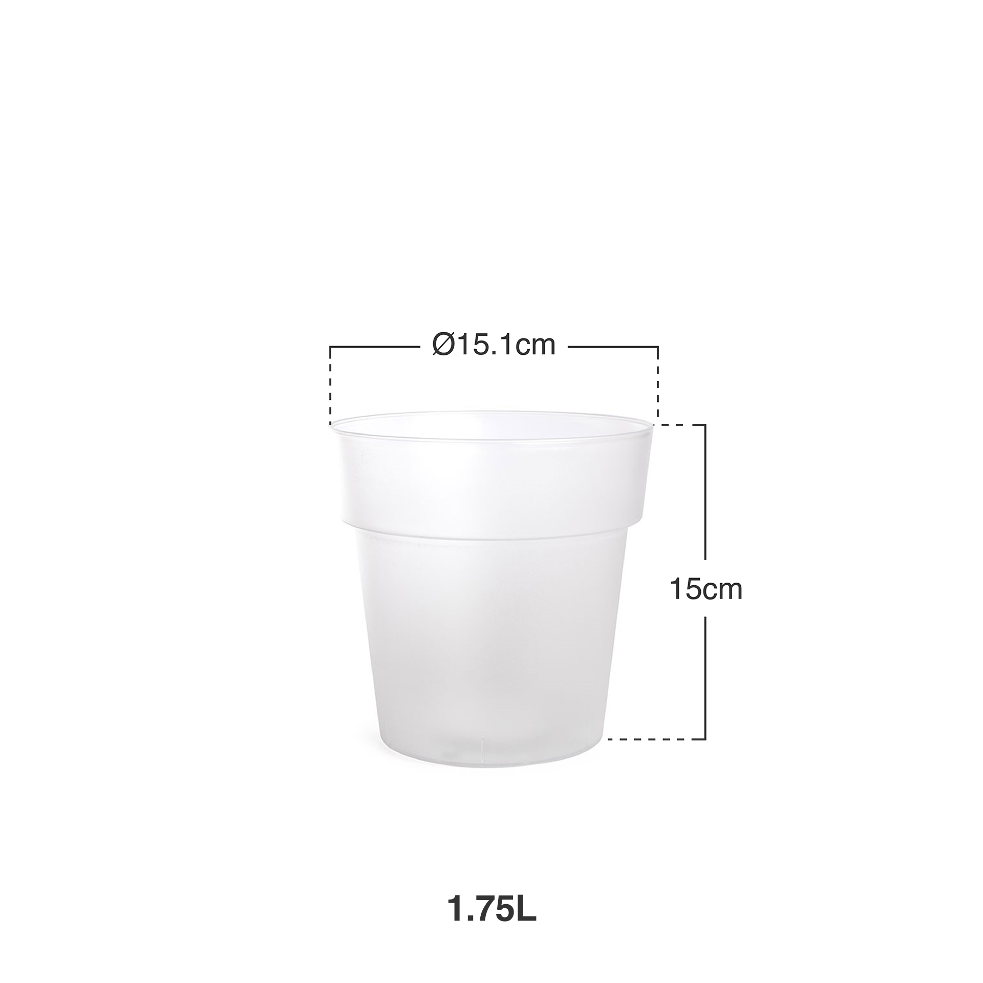 Vaso Plástico Luxe 1.75L Ø15.1X15cm