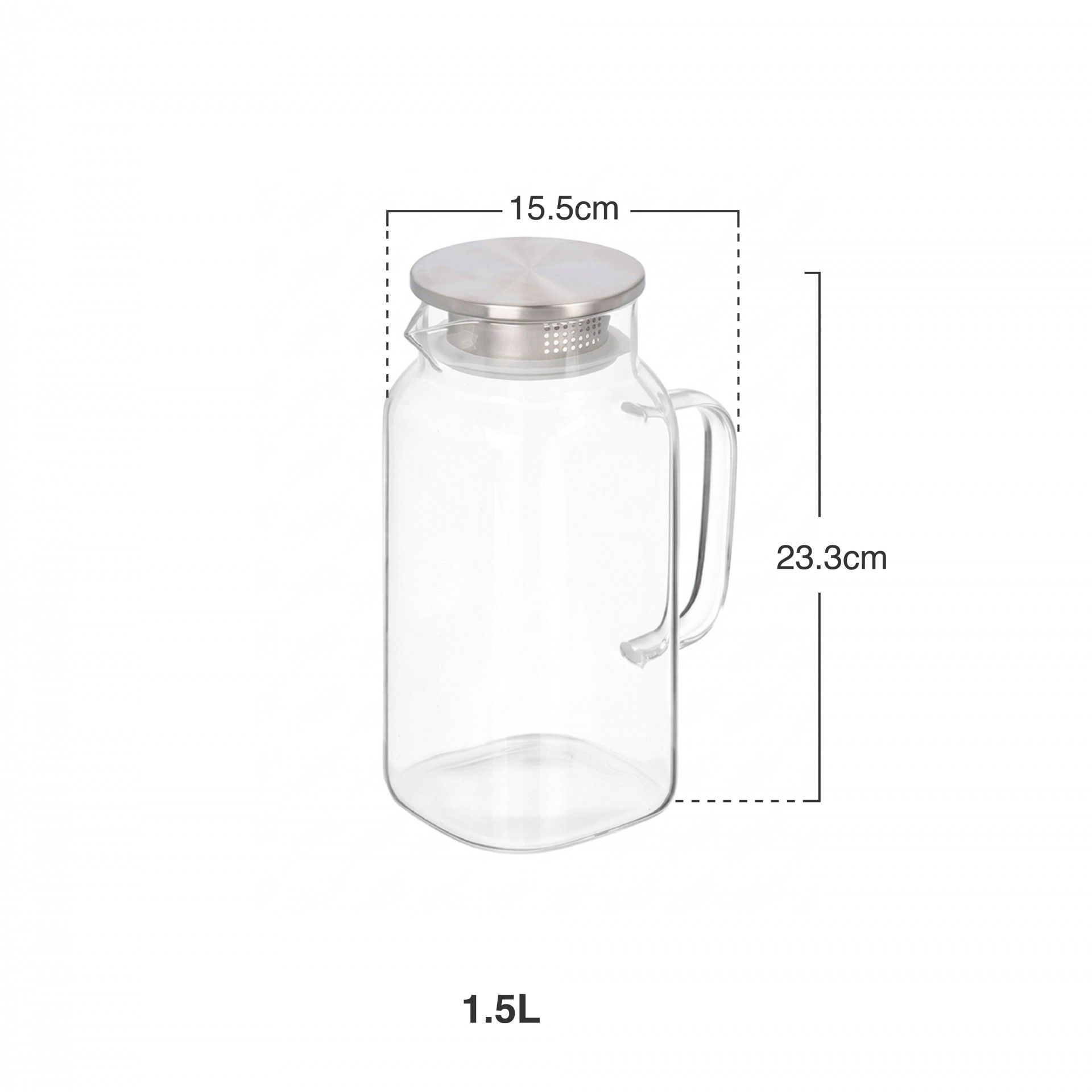 Jarro Mesa Borosilicato Quadrado 1.5L