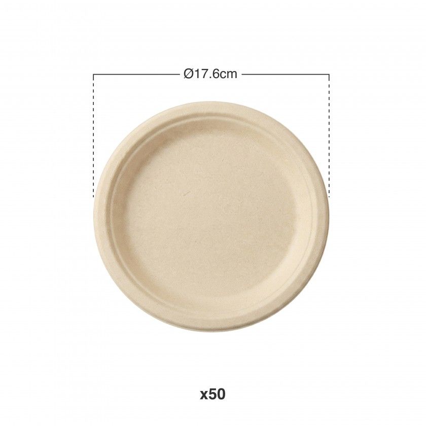 Prato Cana Açúcar Redondo 17.6cm Pack 50 Prato Cana Açúcar Redondo 17.6cm Pack 50