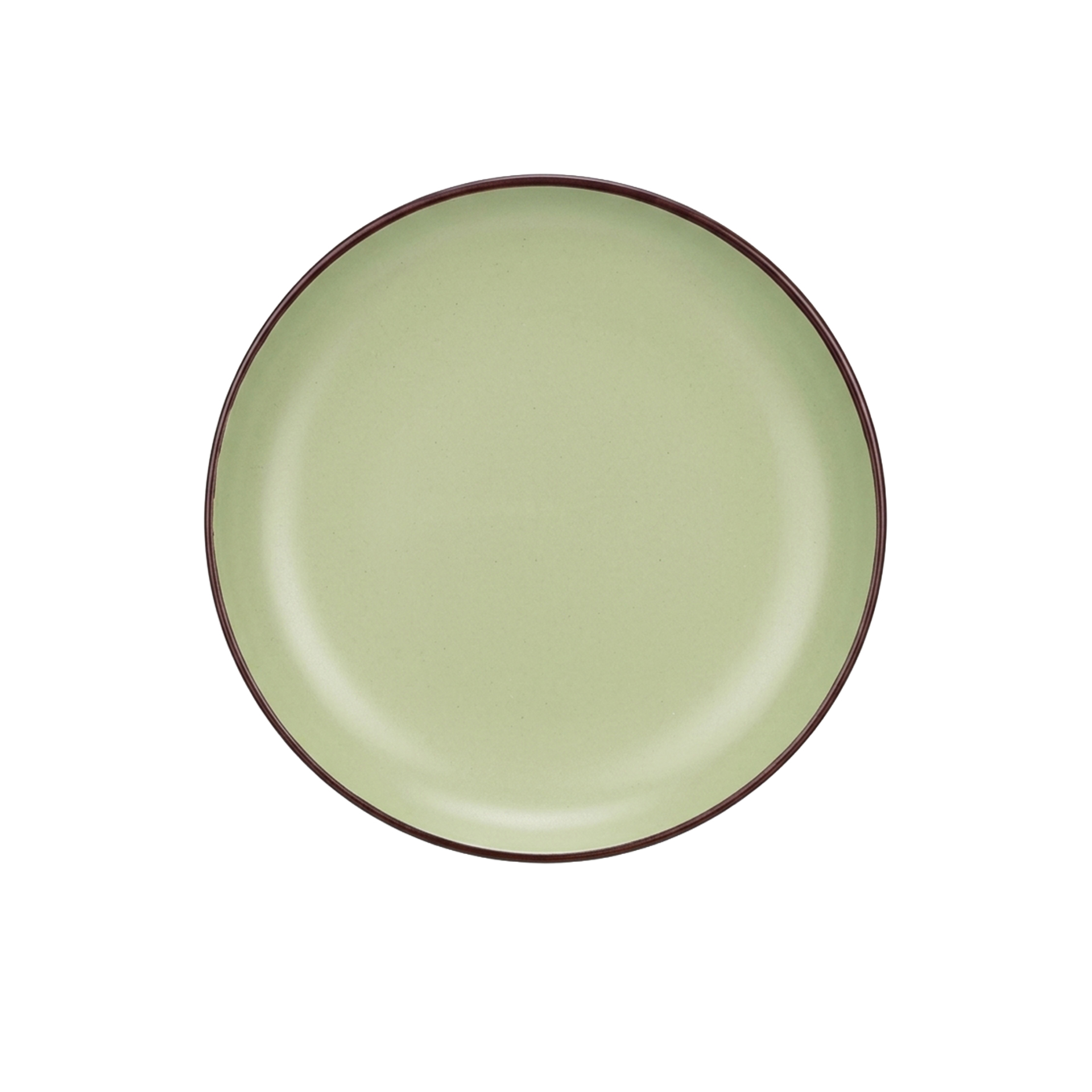 Prato Cerâmica Sobremesa Redondo Verde 20cm Pack 6