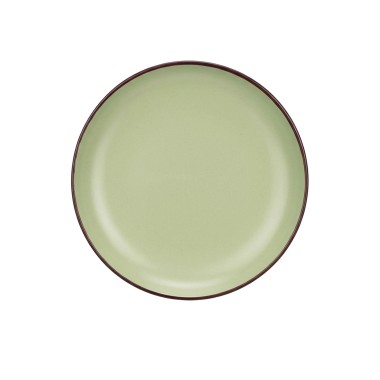 Prato Cer�mica Sobremesa Redondo Verde 20cm Pack 6