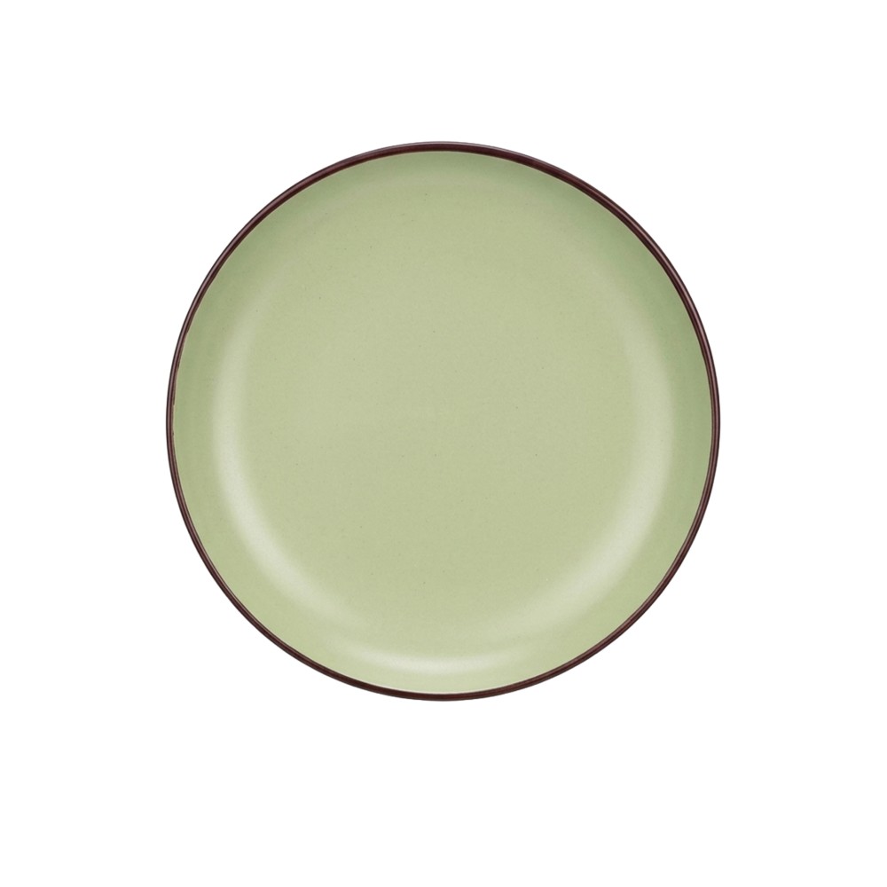 Prato Cer�mica Sobremesa Redondo Verde 20cm Pack 6