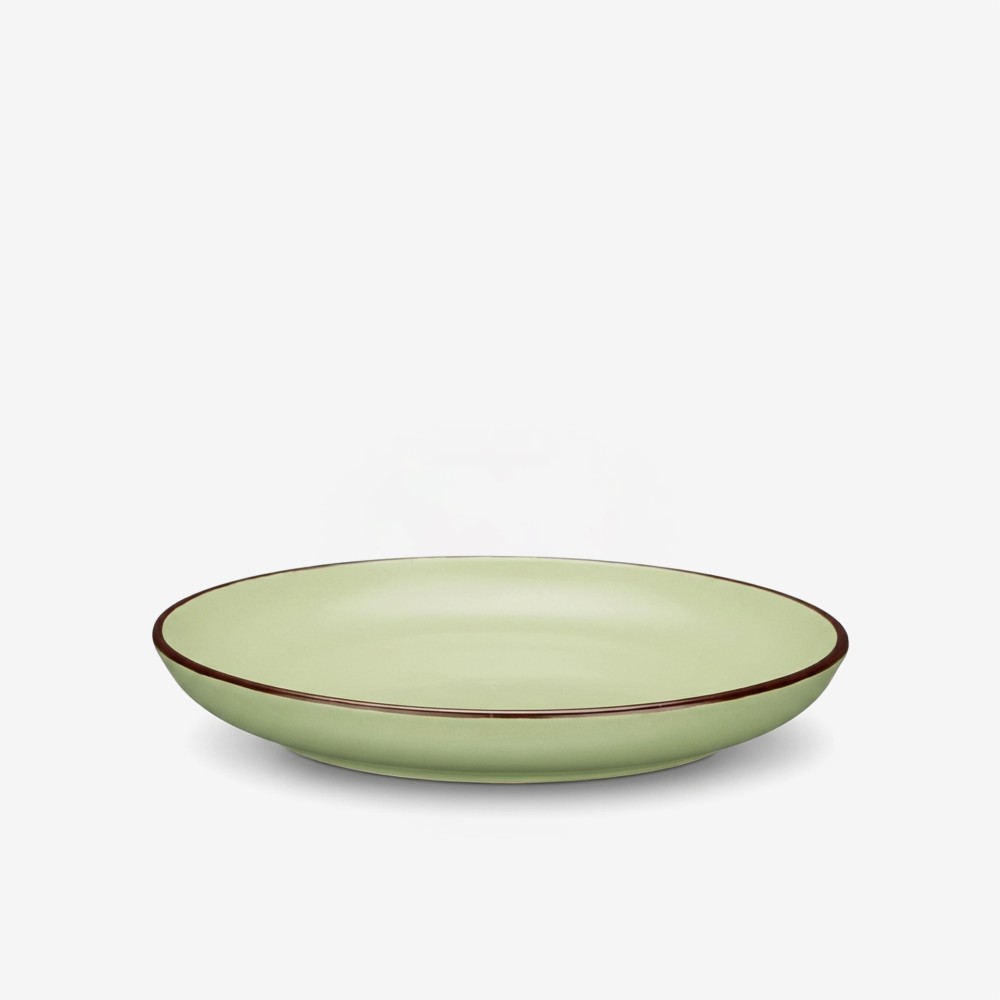 Prato Cer�mica Sobremesa Redondo Verde 20cm Pack 6