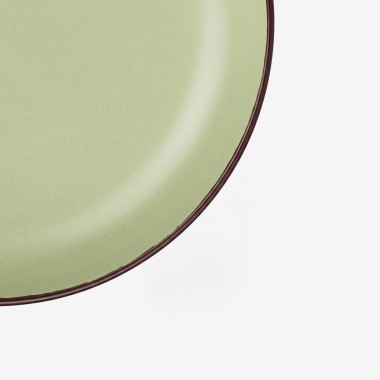 Prato Cer�mica Sobremesa Redondo Verde 20cm Pack 6
