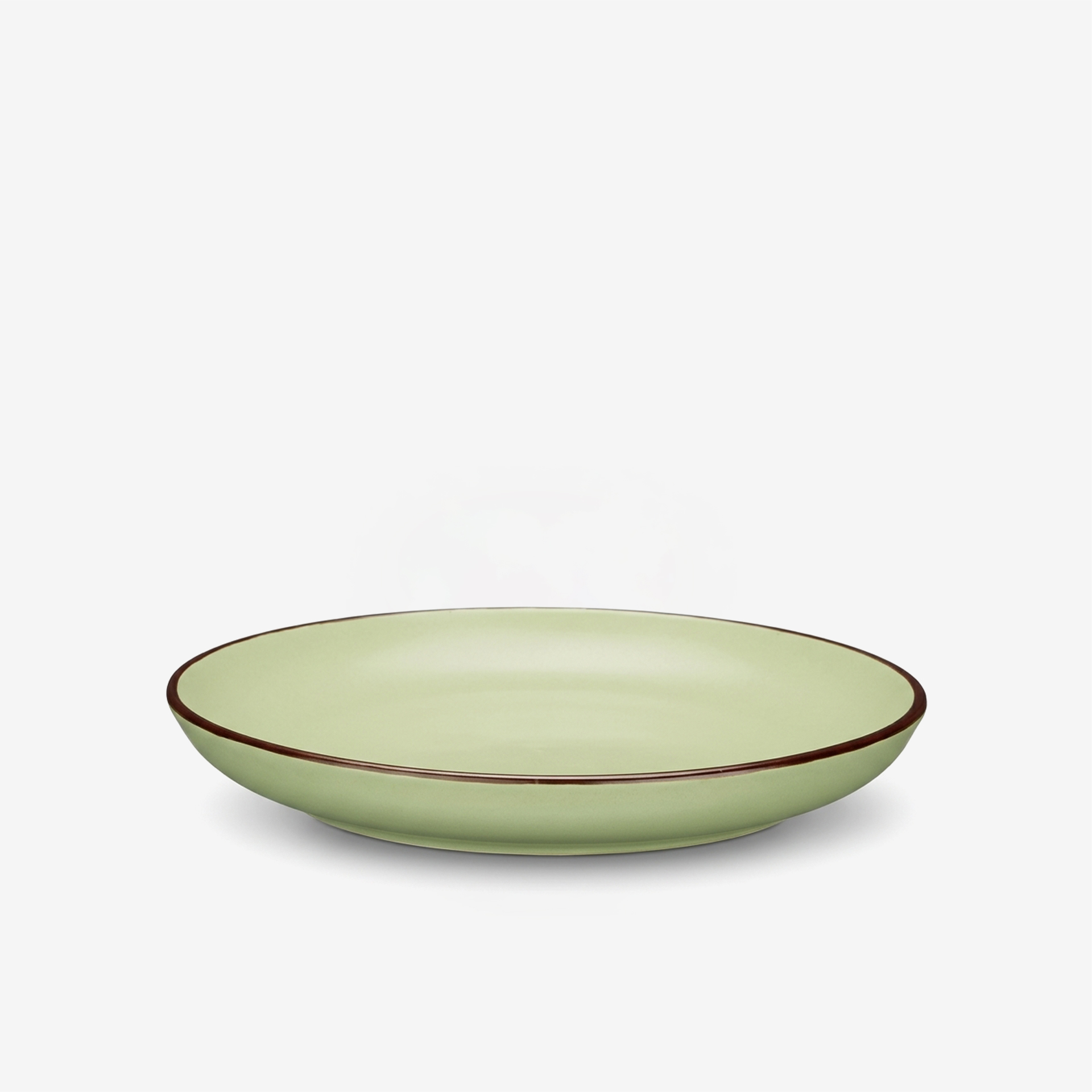 Prato Cerâmica Sobremesa Redondo Verde 20cm Pack 6