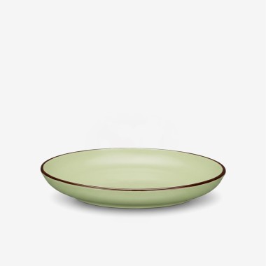 Prato Cer�mica Sobremesa Redondo Verde 20cm Pack 6