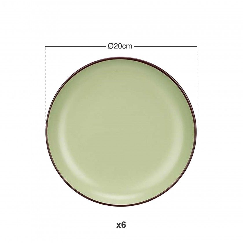 Prato Cerâmica Sobremesa Redondo Verde 20cm Pack 6 Prato Cerâmica Sobremesa Redondo Verde 20cm Pack 6
