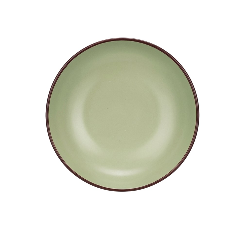 Prato Cerâmica Sopa Redondo Verde 20cm Pack 6