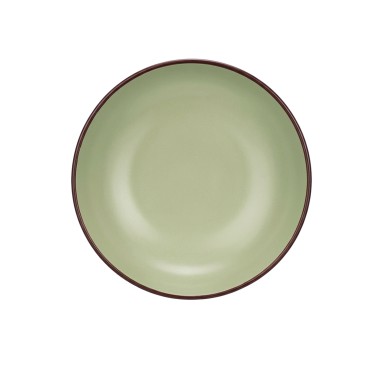 Prato Cerâmica Sopa Redondo Verde 20cm Pack 6