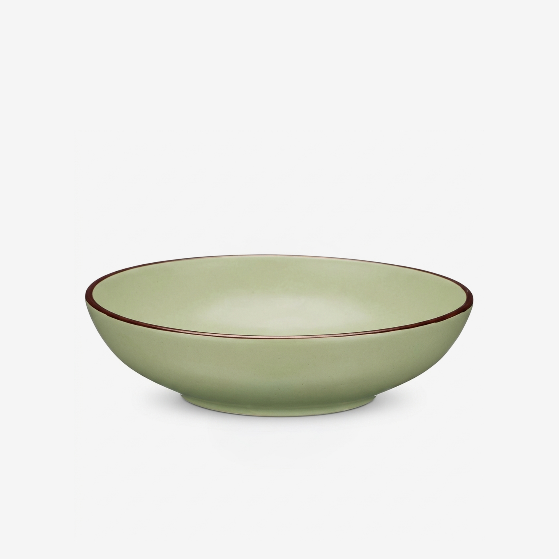 Prato Cerâmica Sopa Redondo Verde 20cm Pack 6