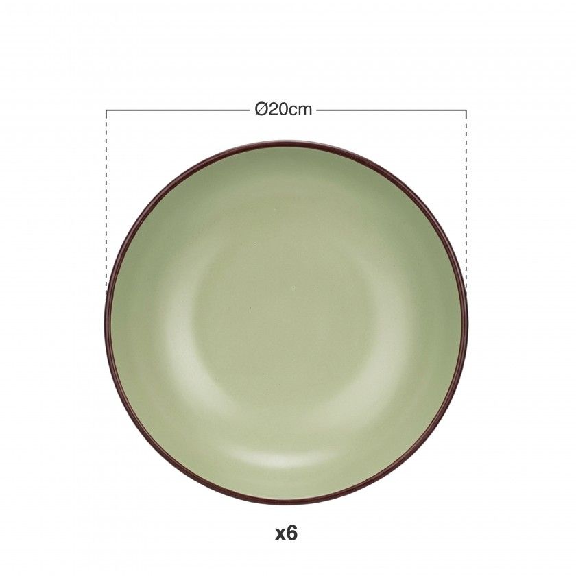 Prato Cerâmica Sopa Redondo Verde 20cm Pack 6 Prato Cerâmica Sopa Redondo Verde 20cm Pack 6
