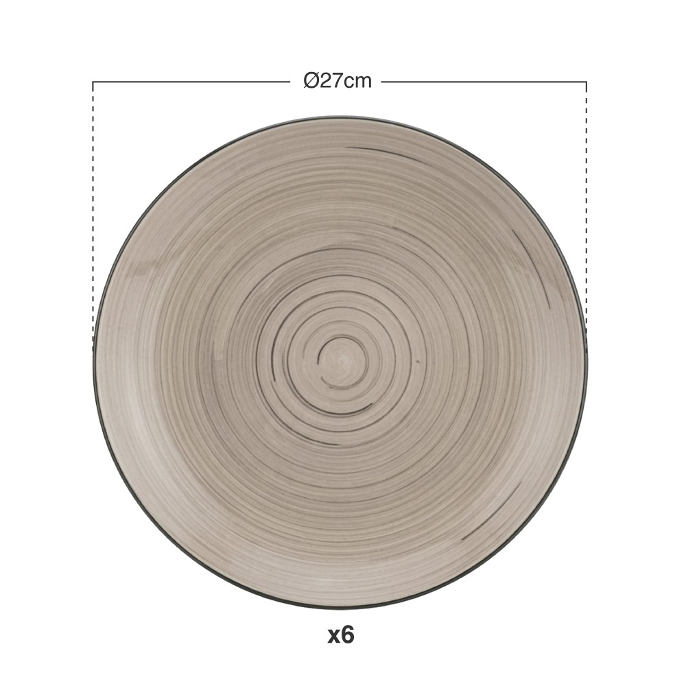 Prato Espiral Raso Redondo 27X3cm Pack 6