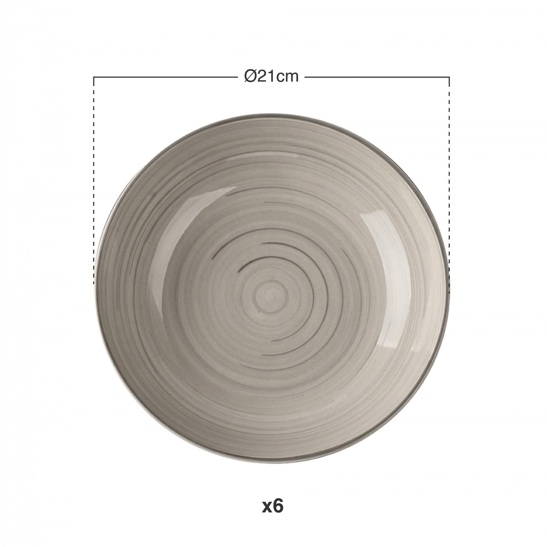 Prato Espiral Sopa Redondo 21X5cm Pack 6